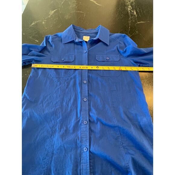 Chico's Blue long sleeve button up size 0 Small 100% Cotton - Picture 7 of 12